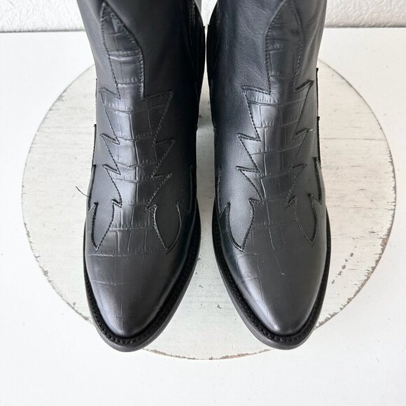 NEW Lane CHELSEA Womens Cowboy Bootie 6.5 Western Black Leather Short Boots - Picture 6 of 12